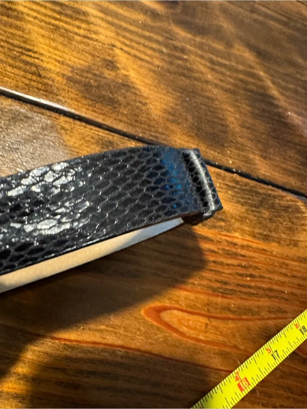 Chico's belt Adjustable black snake skin silver buckle